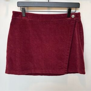 American Eagle Women's Maroon Corduroy Wrap Mini Skirt - size 8